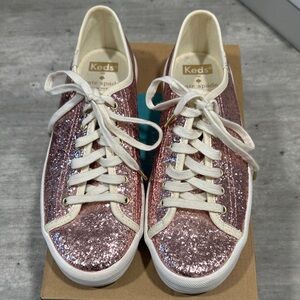 Keds Rose Glitter Sneakers with White Laces